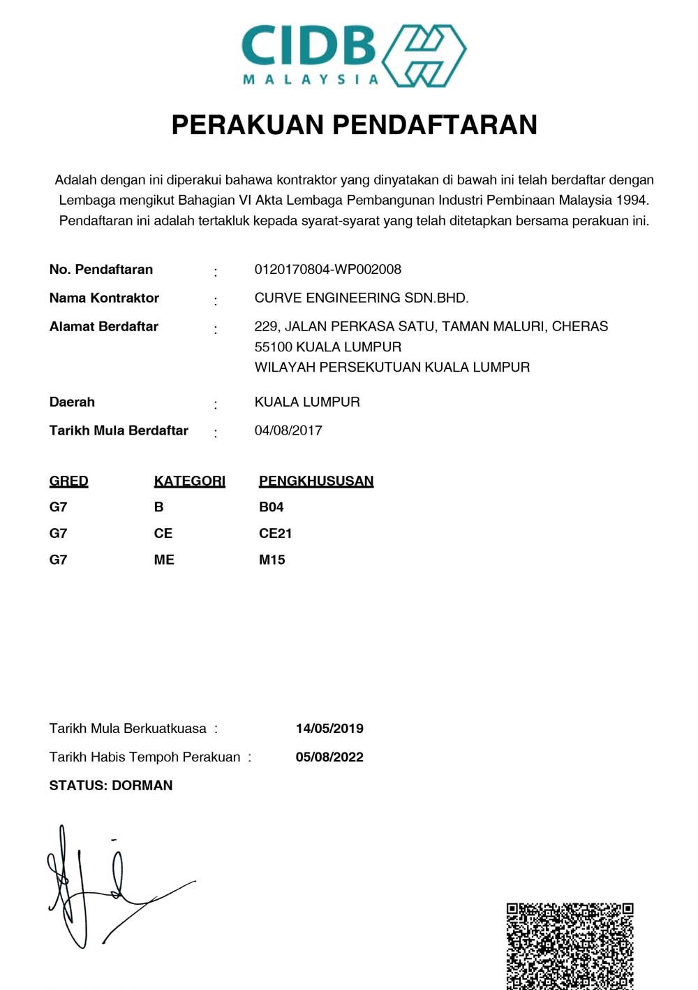 Certificates Testimonial Curve Engineering Sdn Bhd